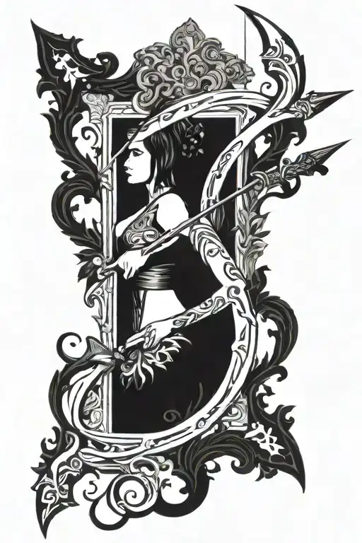 vine bow and arrow tattoo design idea