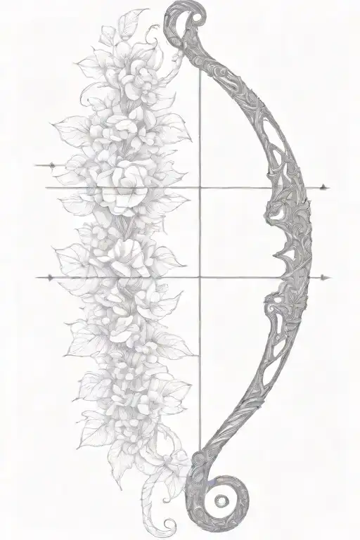 vine recurve bow with arrow design tattoo design idea