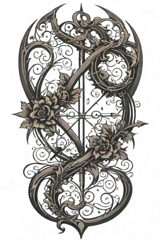 vine bow and arrow tattoo design idea