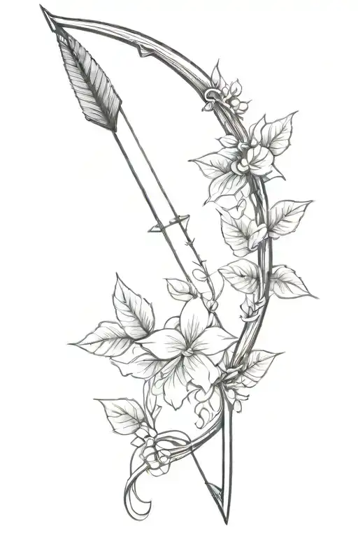 vine bow with arrow weapon tattoo design idea