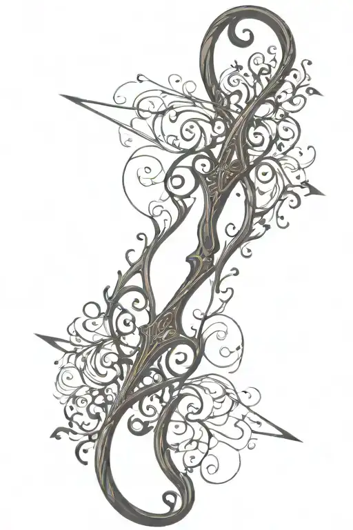 vine recurve bow with arrow design tattoo design idea