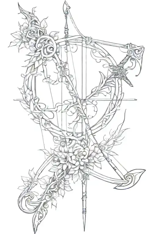 elven bow and arrow tattoo design idea