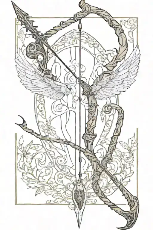 elven bow and arrow tattoo design idea