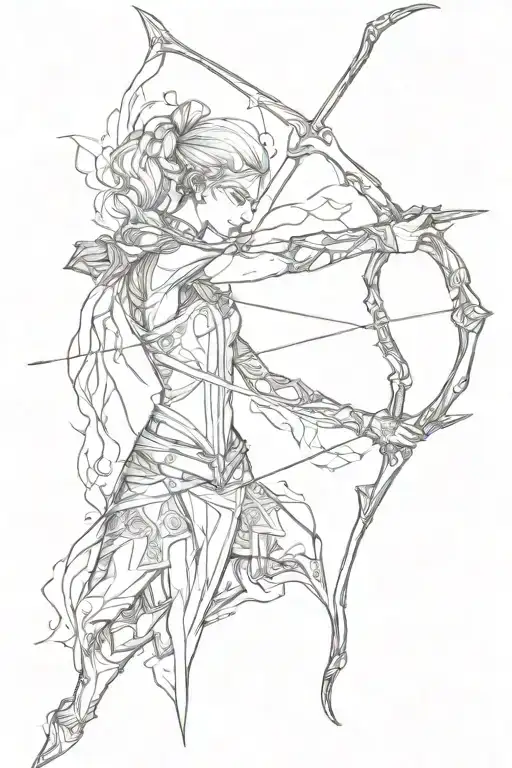 elven bow and arrow tattoo design idea