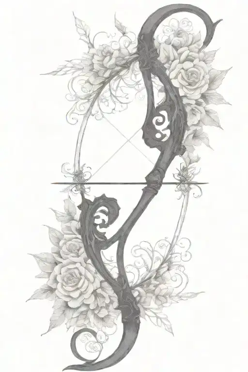 vine recurve bow with arrow design tattoo design idea