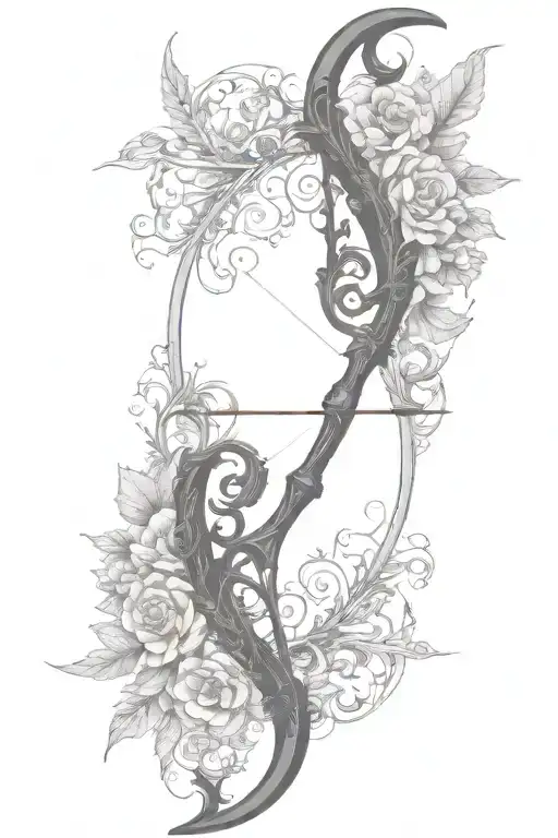 vine recurve bow with arrow design tattoo design idea