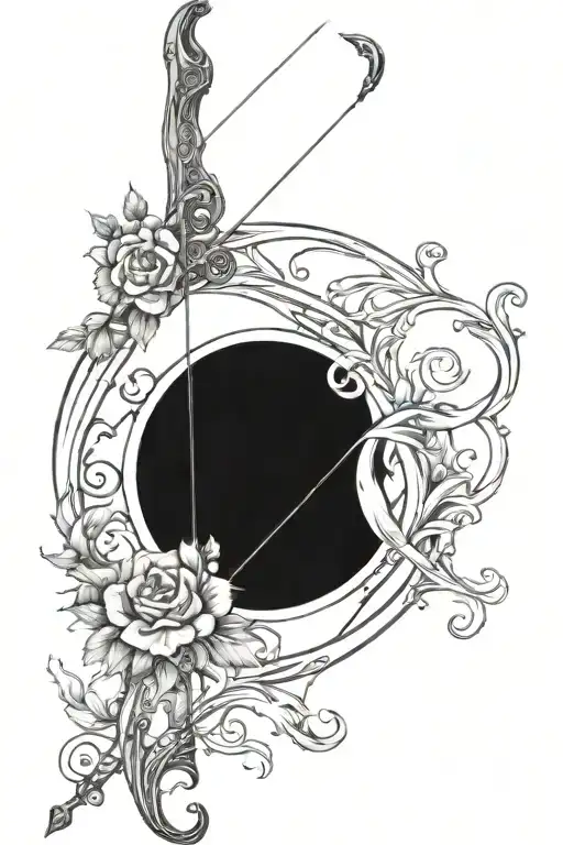 vine recurve bow with arrow design tattoo design idea