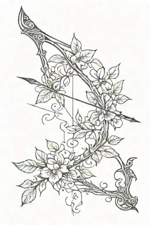 Elvish vine bow and arrow design tattoo design idea