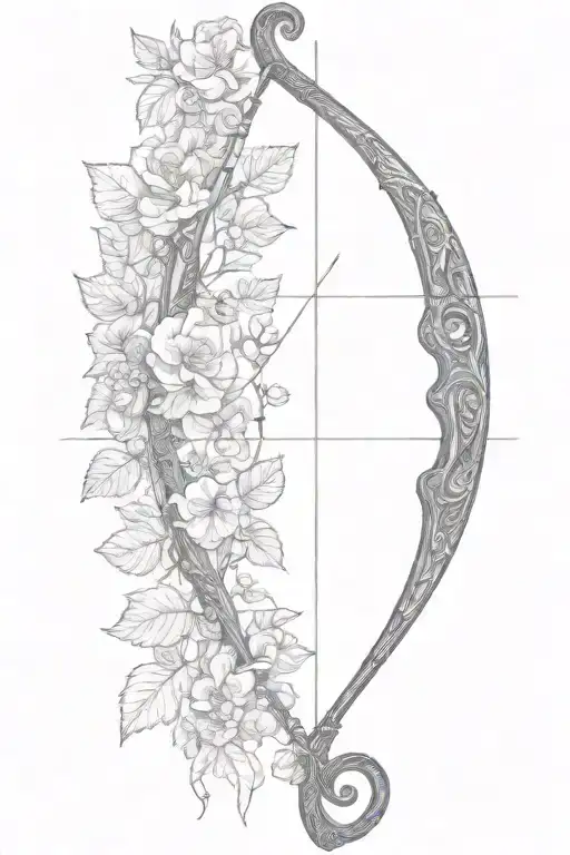 vine recurve bow with arrow design tattoo design idea
