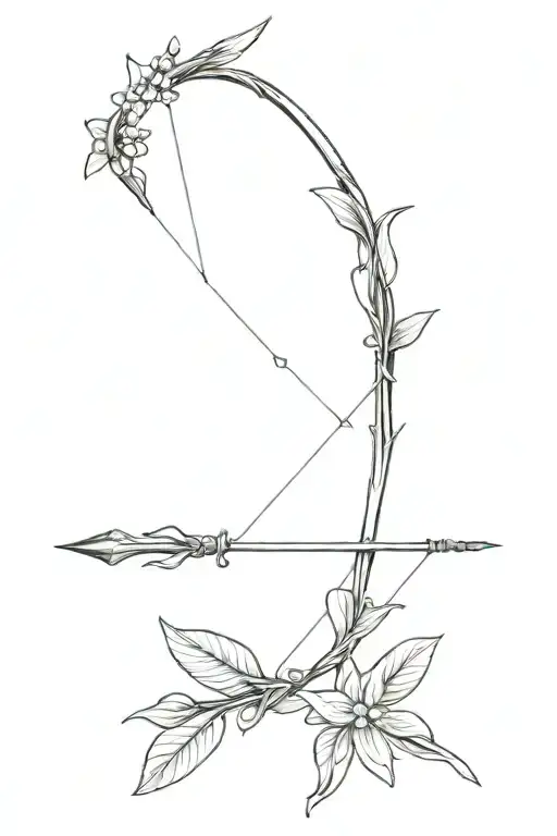 vine bow with arrow weapon tattoo design idea