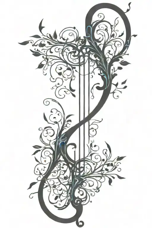 vine recurve bow with arrow design tattoo design idea