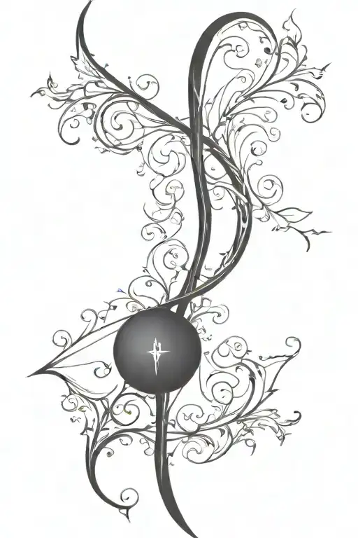 vine recurve bow with arrow design tattoo design idea