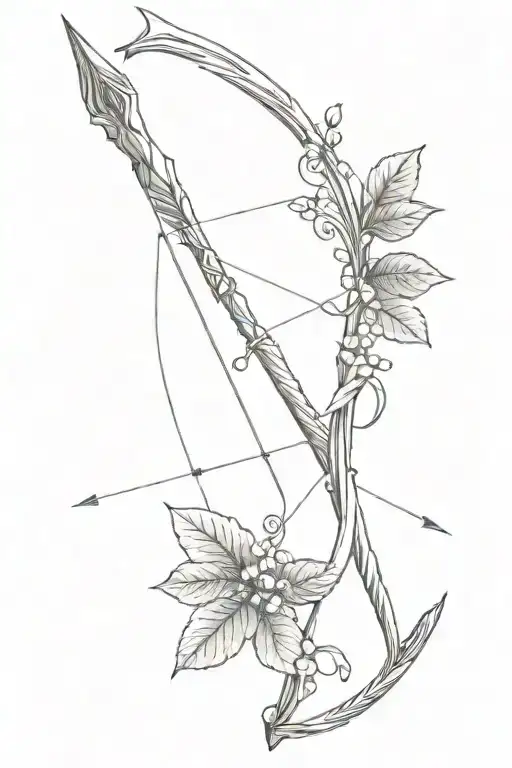 vine bow with arrow weapon tattoo design idea