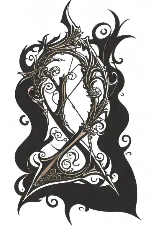vine bow and arrow tattoo design idea