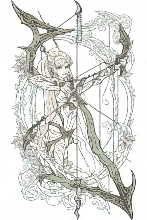 elven bow and arrow tattoo design idea