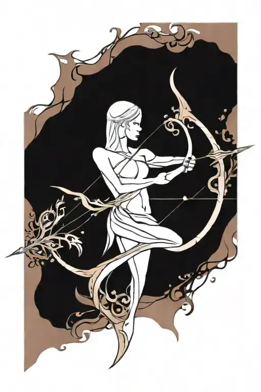 elven bow and arrow tattoo design idea