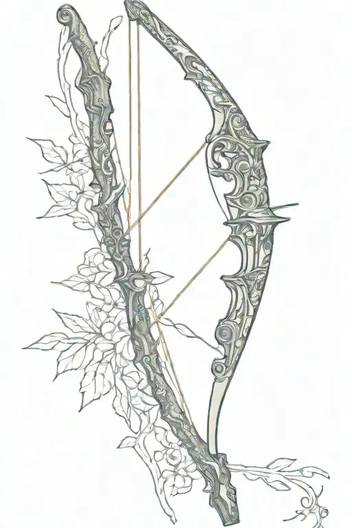 vine recurve bow with arrow design tattoo design idea