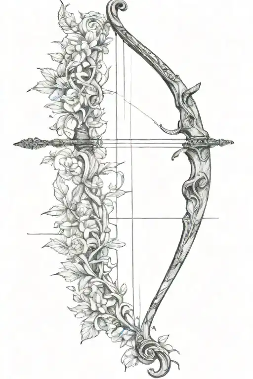 vine recurve bow with arrow design tattoo design idea