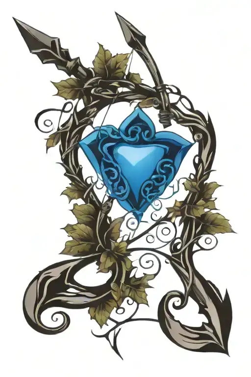 vine bow and arrow tattoo design idea