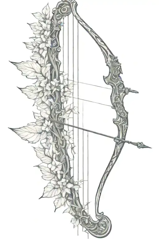 vine recurve bow with arrow design tattoo design idea