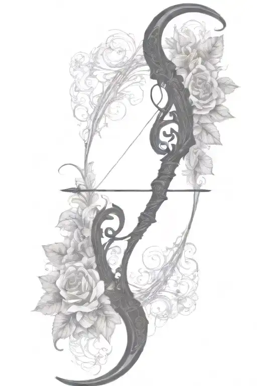 vine recurve bow with arrow design tattoo design idea