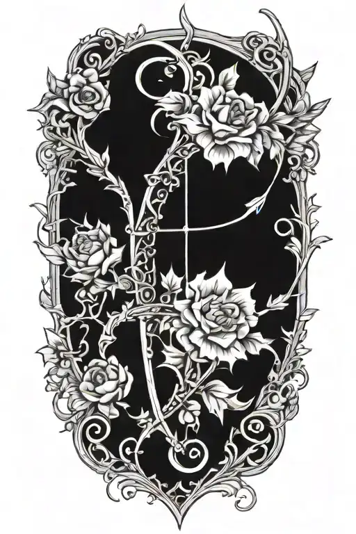 vine bow and arrow tattoo design idea