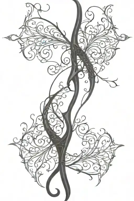vine recurve bow with arrow design tattoo design idea