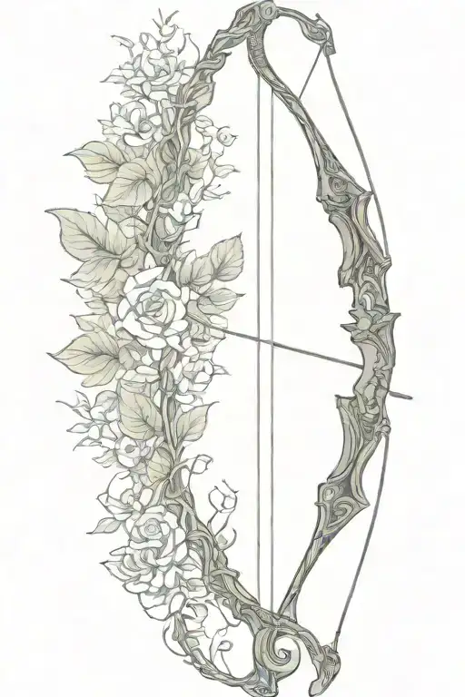 vine recurve bow with arrow design tattoo design idea