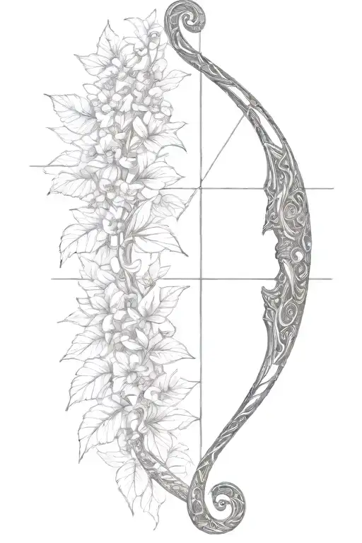 vine recurve bow with arrow design tattoo design idea