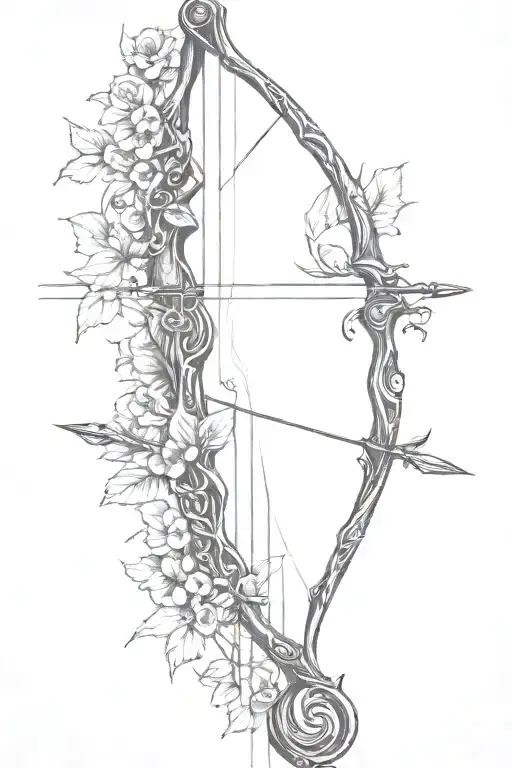 vine recurve bow with arrow design tattoo design idea