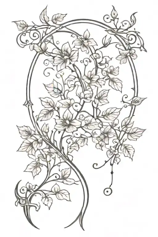 Elvish vine bow and arrow design tattoo design idea