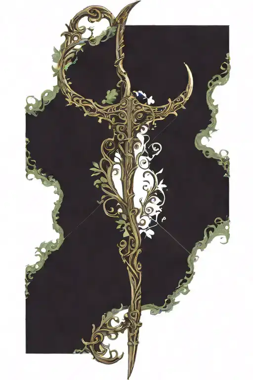 a vine themed elvish bow and arrow that looks like an actual bow  tattoo design idea