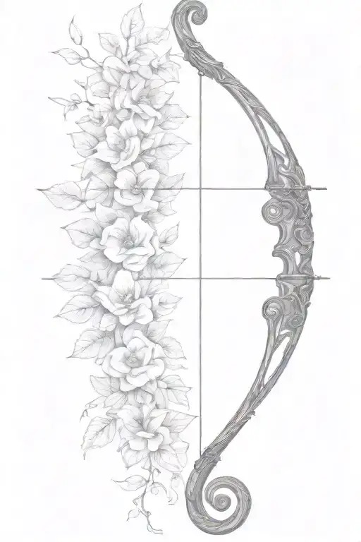 vine recurve bow with arrow design tattoo design idea