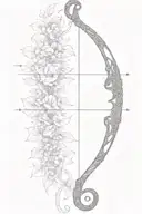 vine recurve bow with arrow design tattoo design idea
