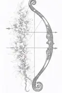 vine recurve bow with arrow design tattoo design idea