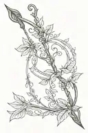 Elvish vine bow and arrow design tattoo design idea