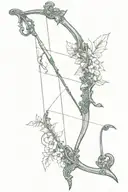 vine recurve bow with arrow design tattoo design idea