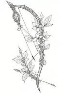 vine bow with arrow weapon tattoo design idea