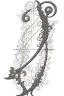 vine recurve bow with arrow design tattoo design idea