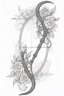 vine recurve bow with arrow design tattoo design idea