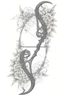 vine recurve bow with arrow design tattoo design idea