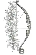 vine recurve bow with arrow design tattoo design idea