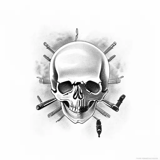 skull, 1911 guns, "K", cigar tattoo design idea