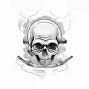 skull, 1911 guns, letter "K", cigar tattoo design idea