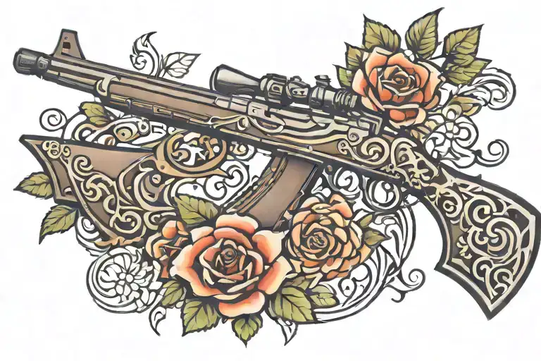 rifle with loyalty in the middle tattoo design idea