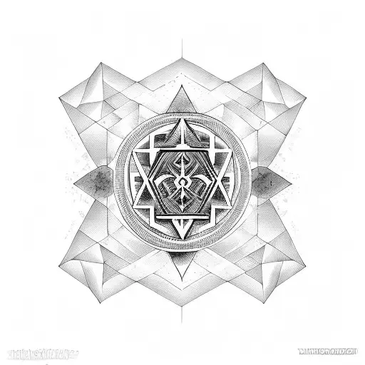 Combine sacred geometry with Egyptian hieroglyphics tattoo design idea