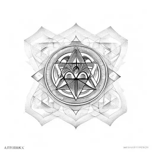 Combine sacred geometry with Egyptian hieroglyphics tattoo design idea