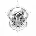Skull Japanese style tattoo design idea
