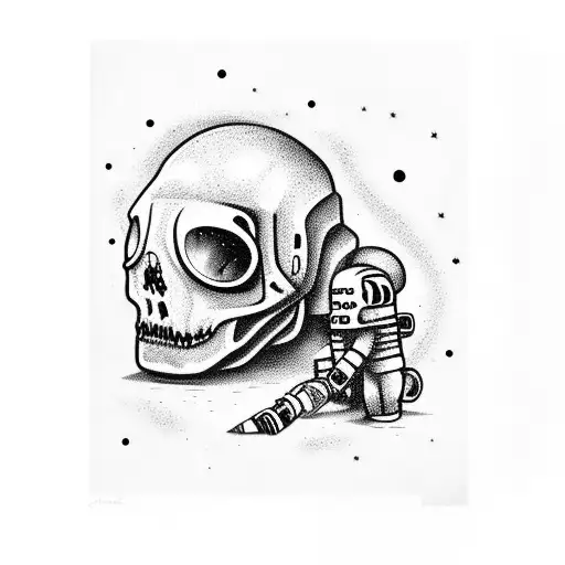 dead astronaut smoking tattoo design idea