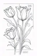tulip and January 28 1975 in Roman numerals tattoo design idea